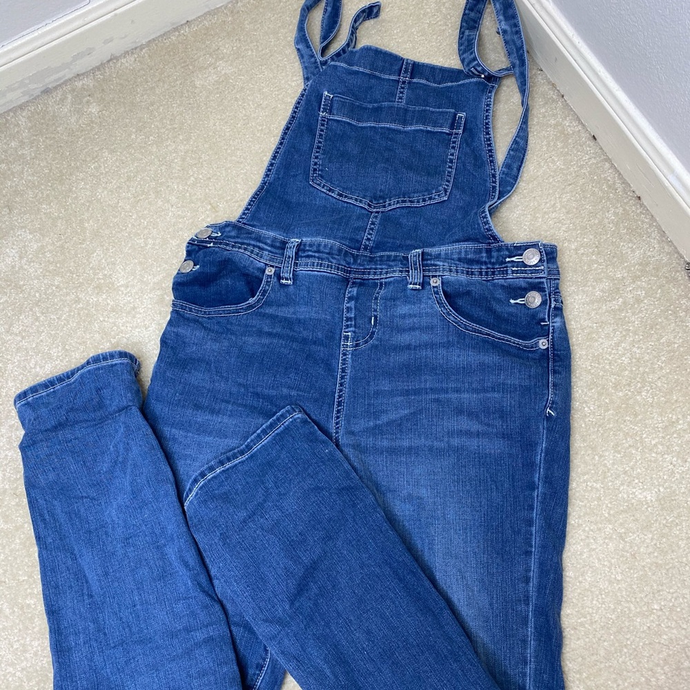 Girls blue jean overalls size L